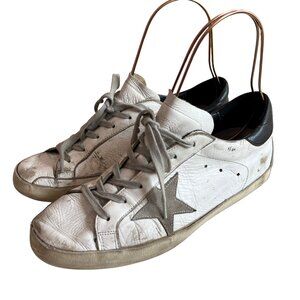 Golden Goose Superstar sneaker, distressed white leather gray star 40 10 womens